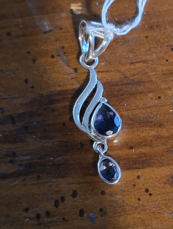 Jewelry - Sterling Silver Iolite Teardrop Blueish/purple Gemstone Pendant.